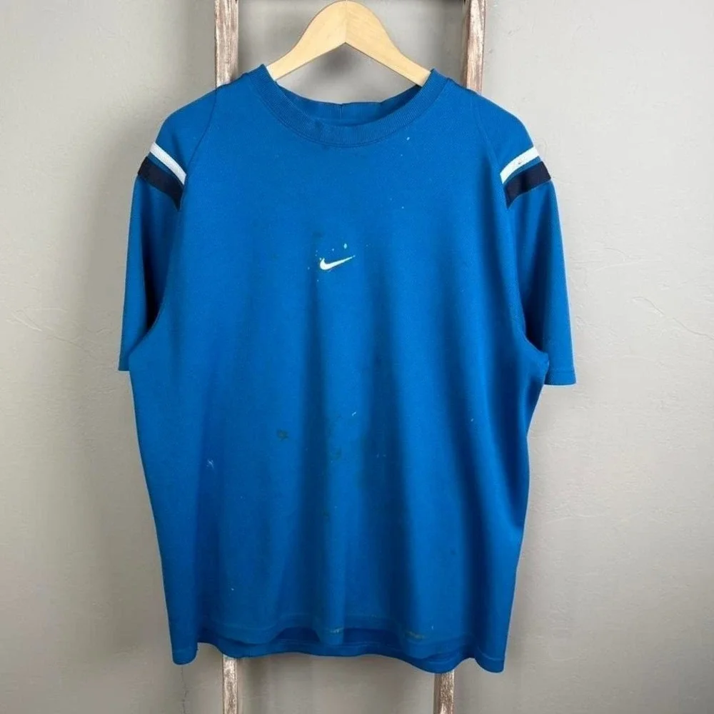 Vintage Y2K/2000s Nike Paint Splatter‎ Blue Jersey Size 2XL